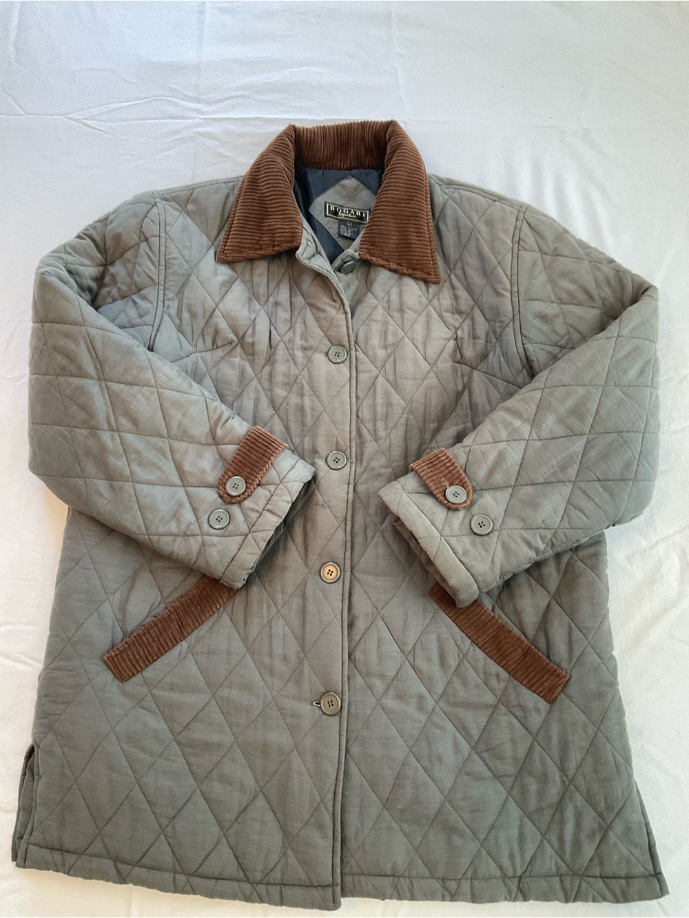 Vintage Bogari Signature 100% Silk Quilted Barn Jacket Coat Size L